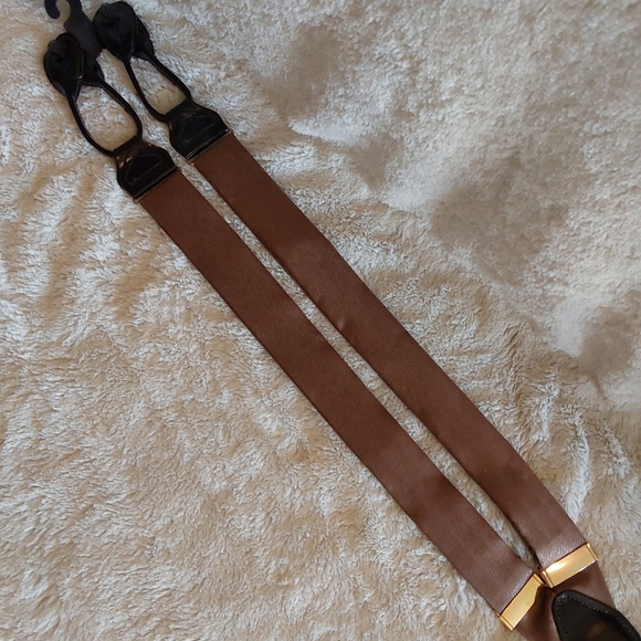 🌺 NWT Mens Tan Silk Braces/Suspenders - Picture 3 of 8